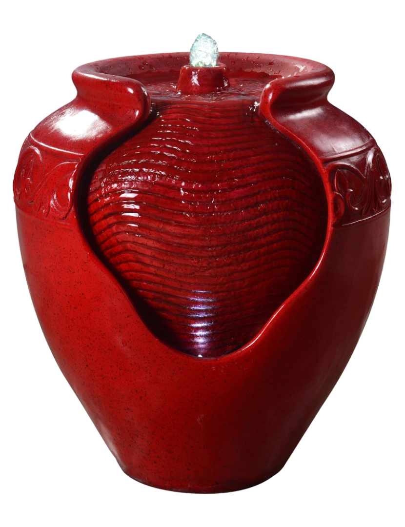 imagem de Home Teamson ao ar livre vermelho Glazed Pot Floor Fountain W/ Led Light1