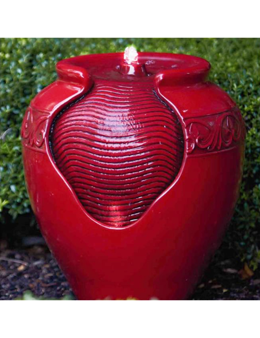 imagem de Home Teamson ao ar livre vermelho Glazed Pot Floor Fountain W/ Led Light2