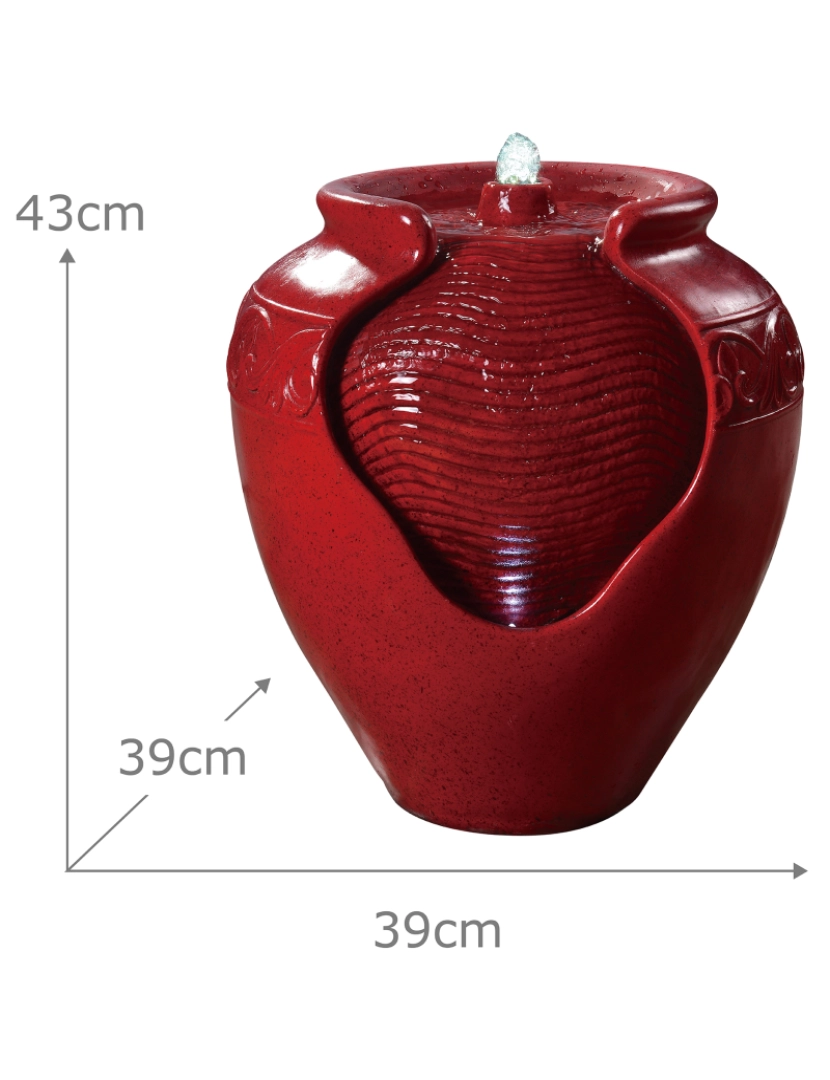 imagem de Home Teamson ao ar livre vermelho Glazed Pot Floor Fountain W/ Led Light4