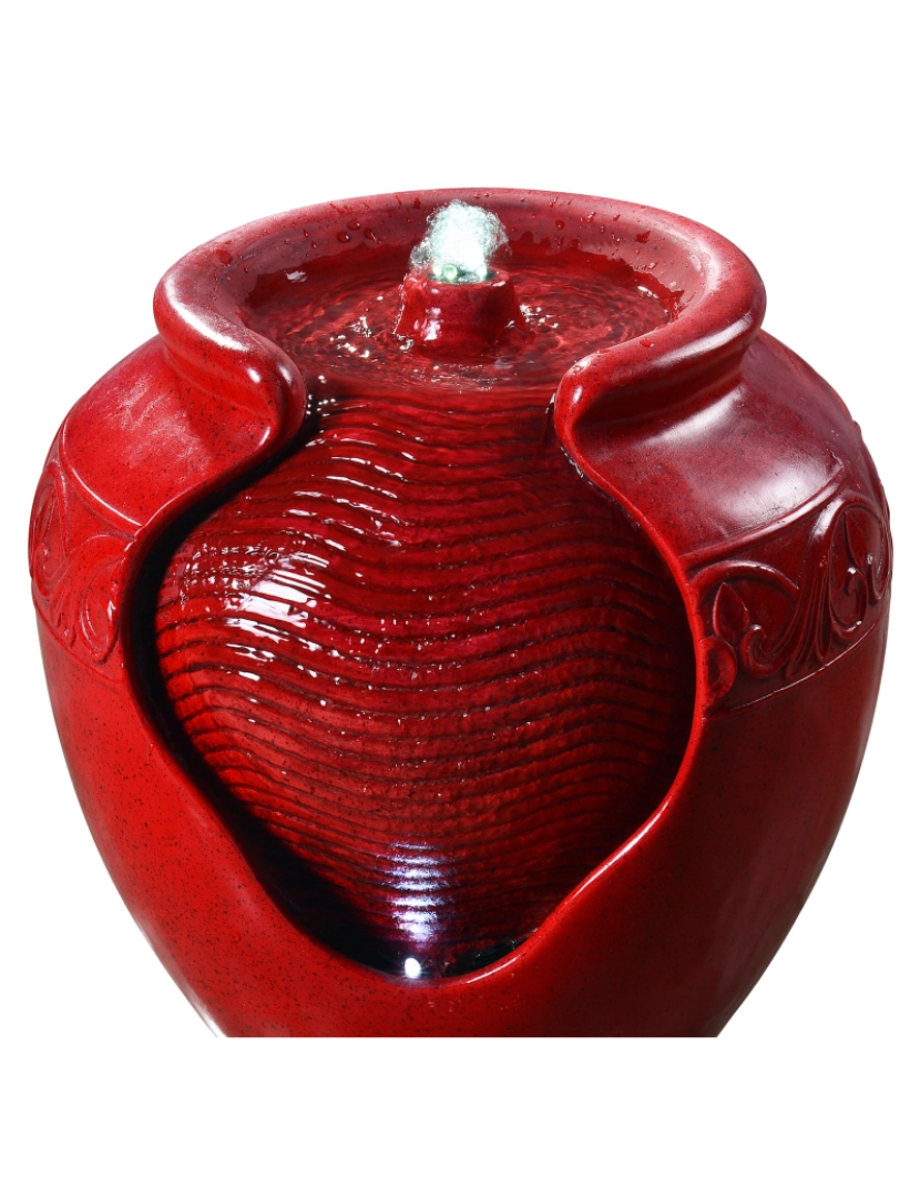 imagem de Home Teamson ao ar livre vermelho Glazed Pot Floor Fountain W/ Led Light6