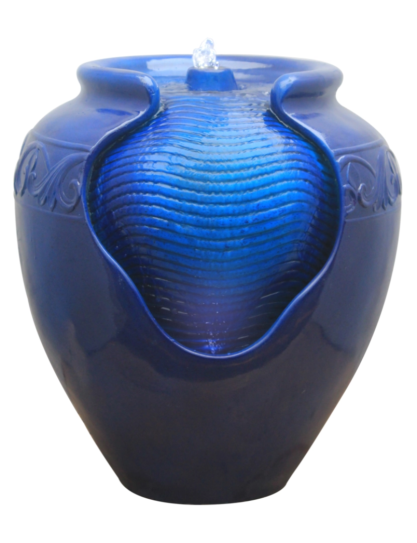 imagem de Teamson Home Outdoor Glazed Pot Floor Fountain - Royal Blue1