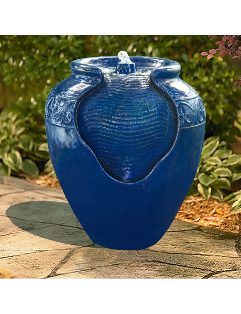 imagem de Teamson Home Outdoor Glazed Pot Floor Fountain - Royal Blue3