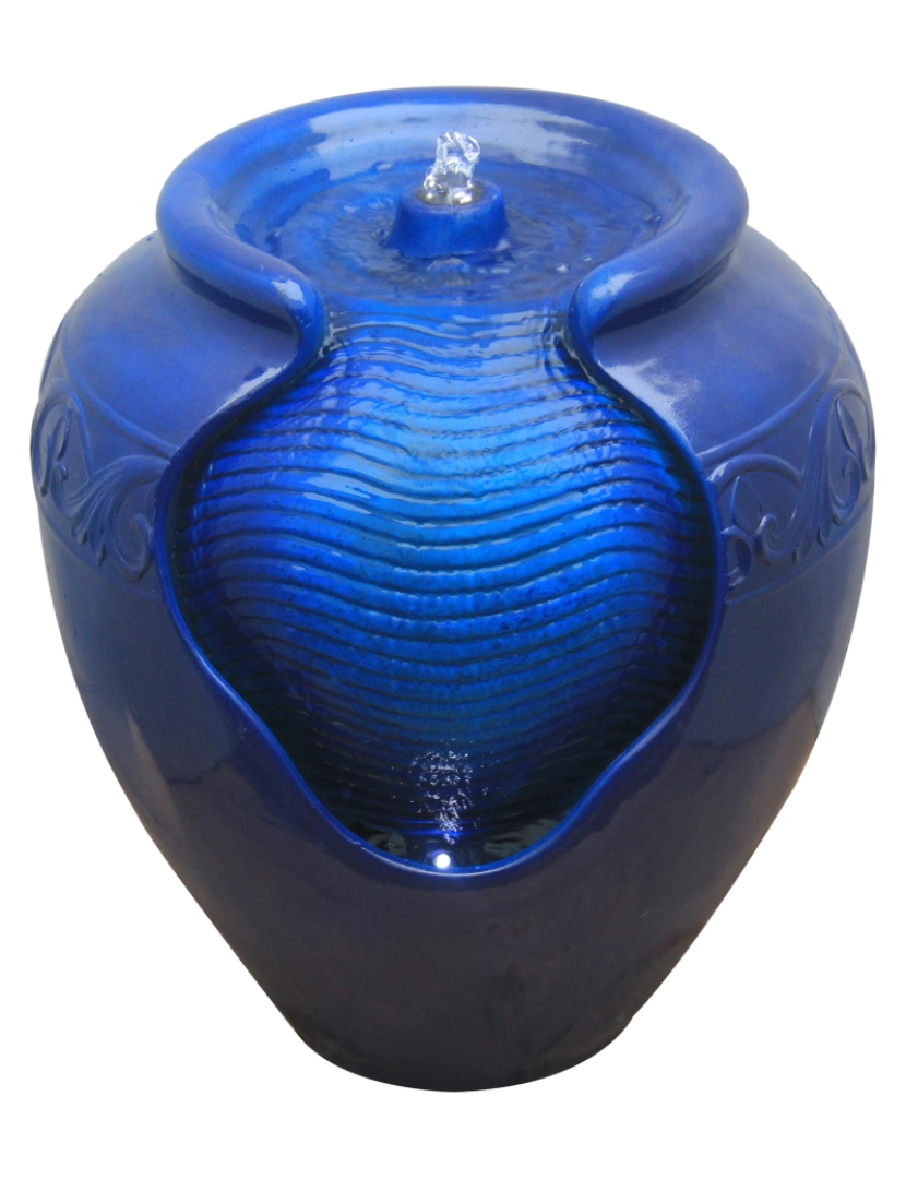 imagem de Teamson Home Outdoor Glazed Pot Floor Fountain - Royal Blue5