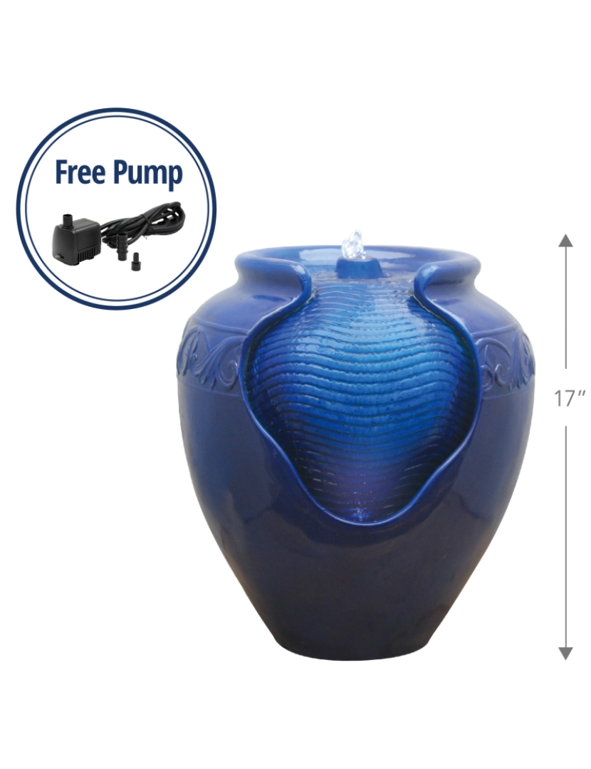 imagem de Teamson Home Outdoor Glazed Pot Floor Fountain - Royal Blue6