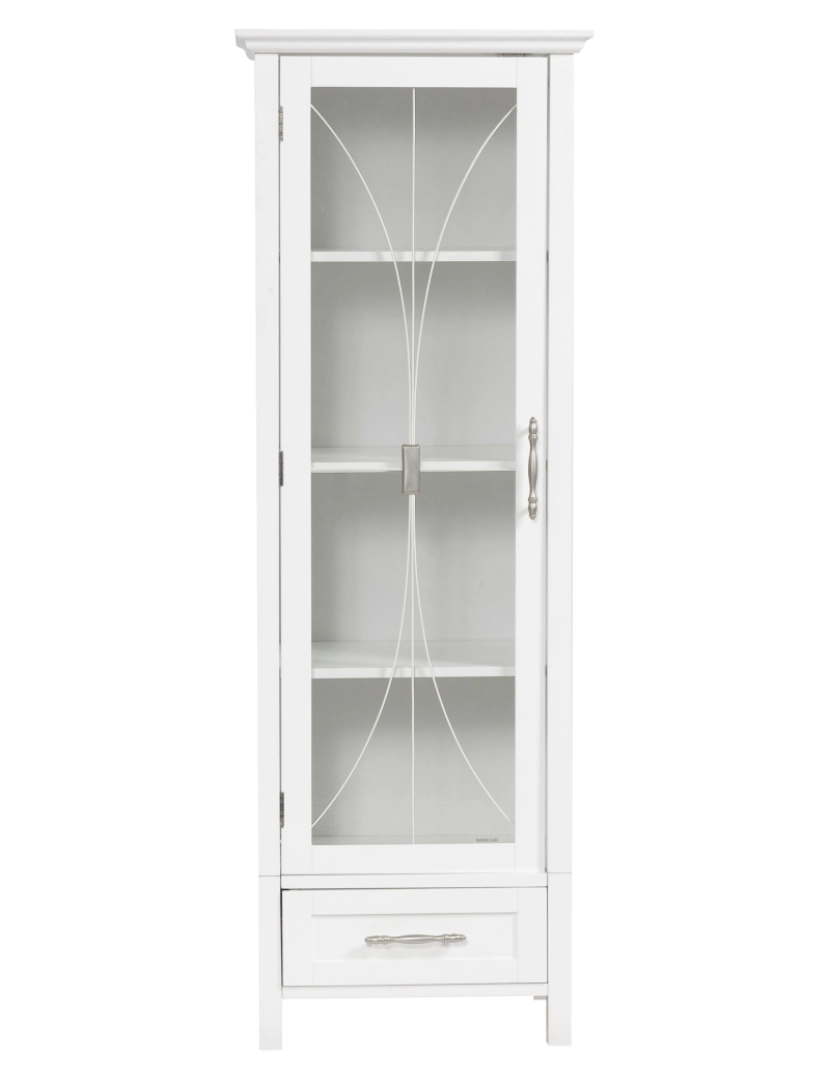 Teamson Home - Elegante casa modas de madeira armário de banheiro Standing Tall armazenamento branco 7961