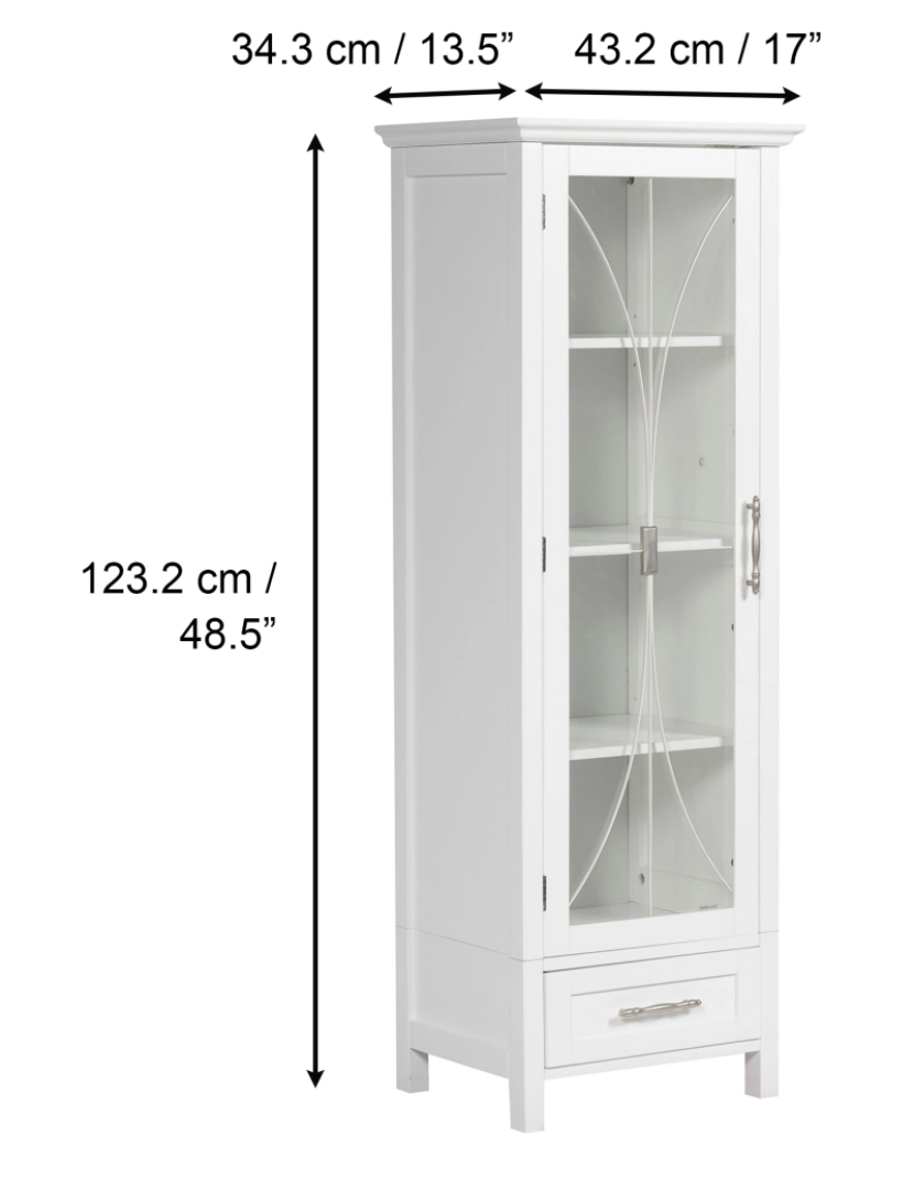 imagem de Elegante casa modas de madeira armário de banheiro Standing Tall armazenamento branco 79614