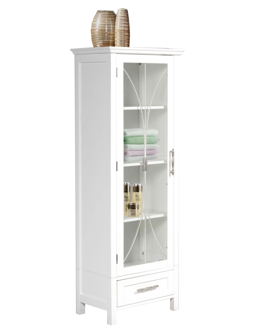 imagem de Elegante casa modas de madeira armário de banheiro Standing Tall armazenamento branco 79615