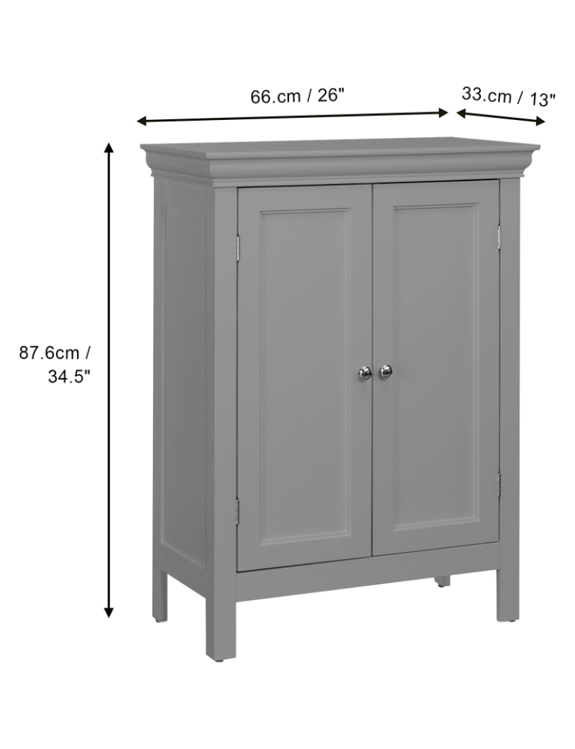 imagem de Elegante casa modas de madeira banheiro chão gabinete cinza Ehf-676G com 2 prateleiras4