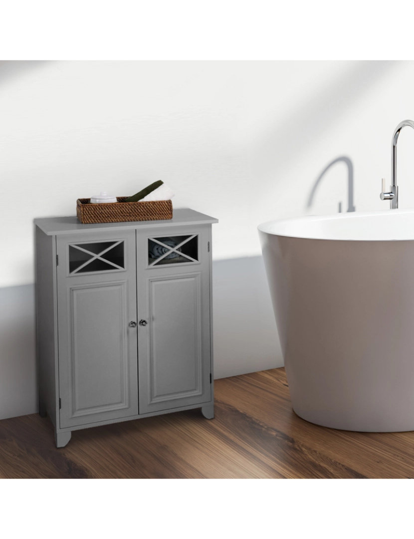 imagem de Elegante casa modas de madeira armário de banheiro Standing Grey Dawson Ehf-6841G2