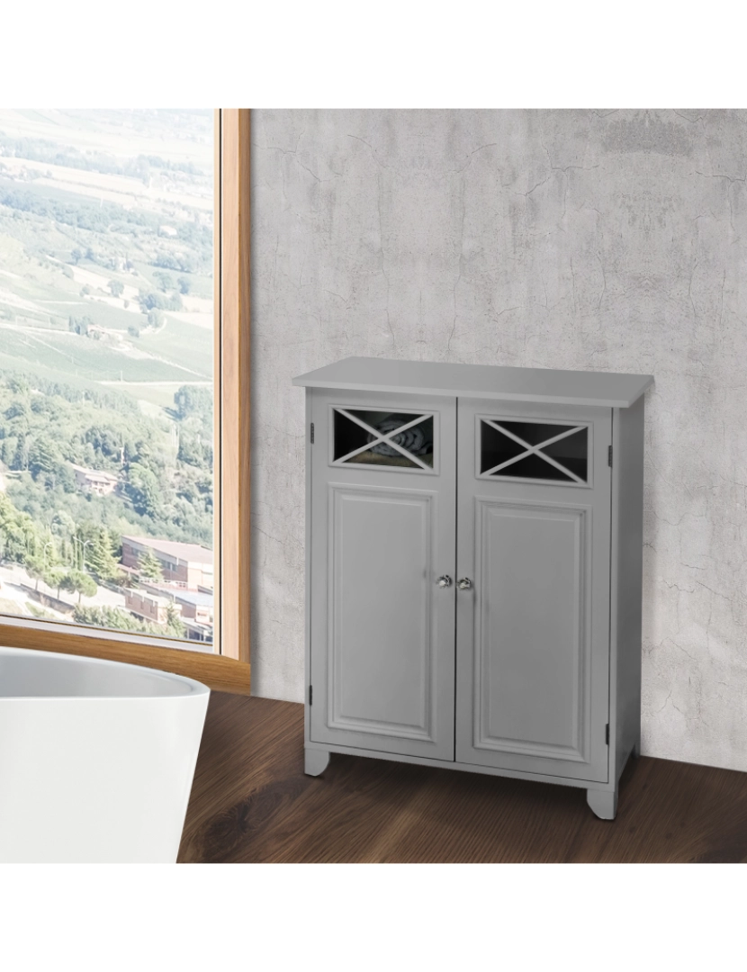 imagem de Elegante casa modas de madeira armário de banheiro Standing Grey Dawson Ehf-6841G3