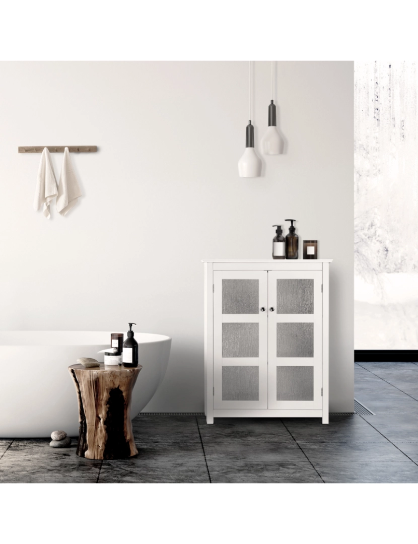imagem de Elegante casa modas banheiro armário 2 portas de vidro branco Connor Elg-5802