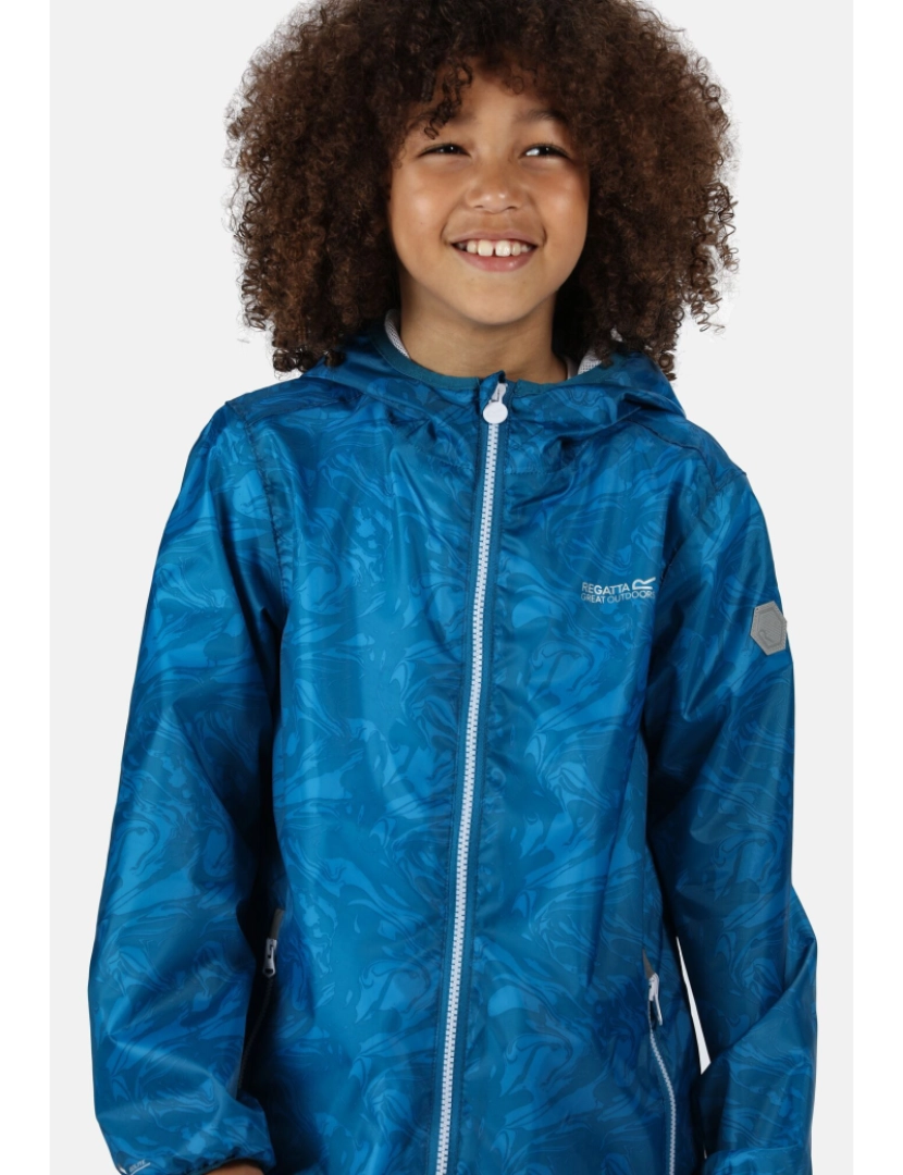 imagem de Regatta Grande ao ar livre Crianças/Kids Impresso Lever impermeável Packaway Jacket5