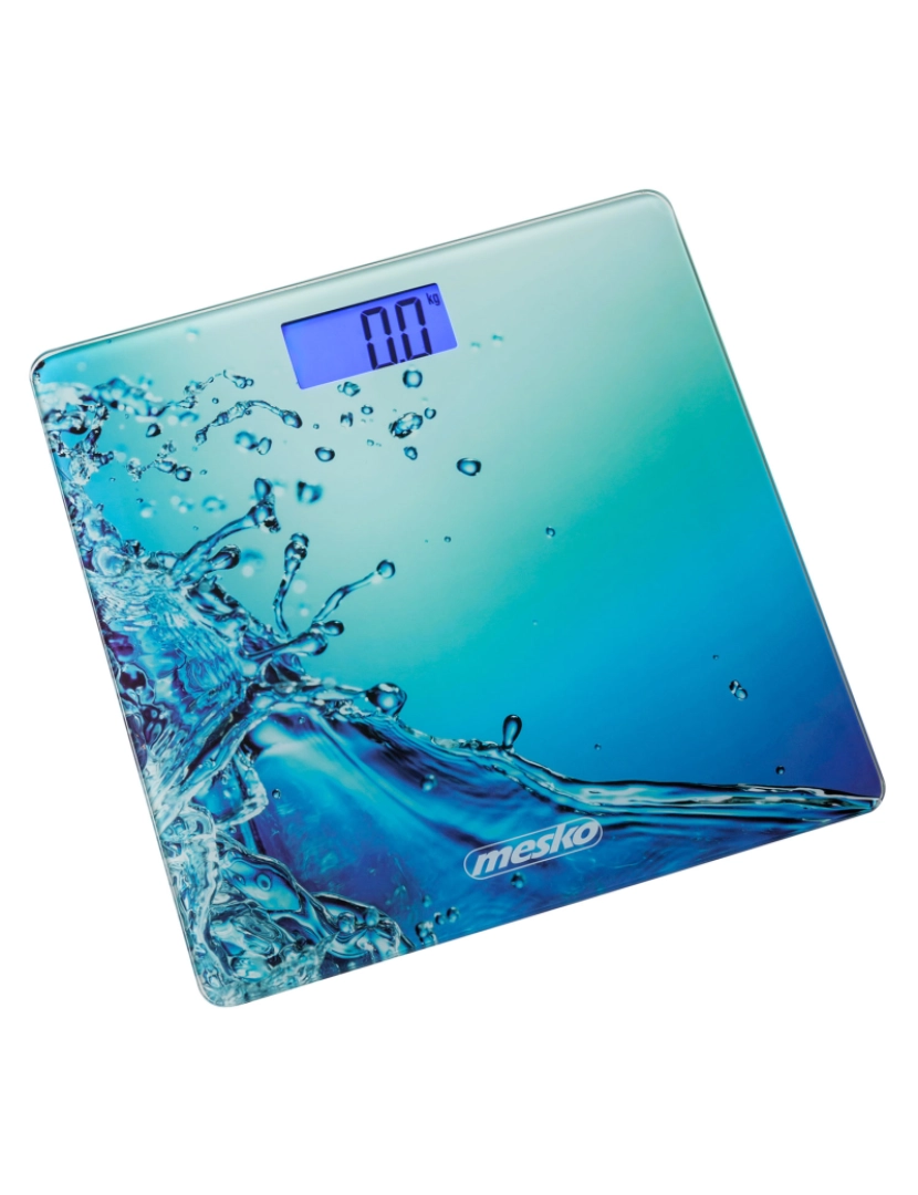 Mesko - Balança de casa de banho digital, Design exclusivo, Display LCD, 150Kg, Vidro Temperado Mesko MS8156, Azul