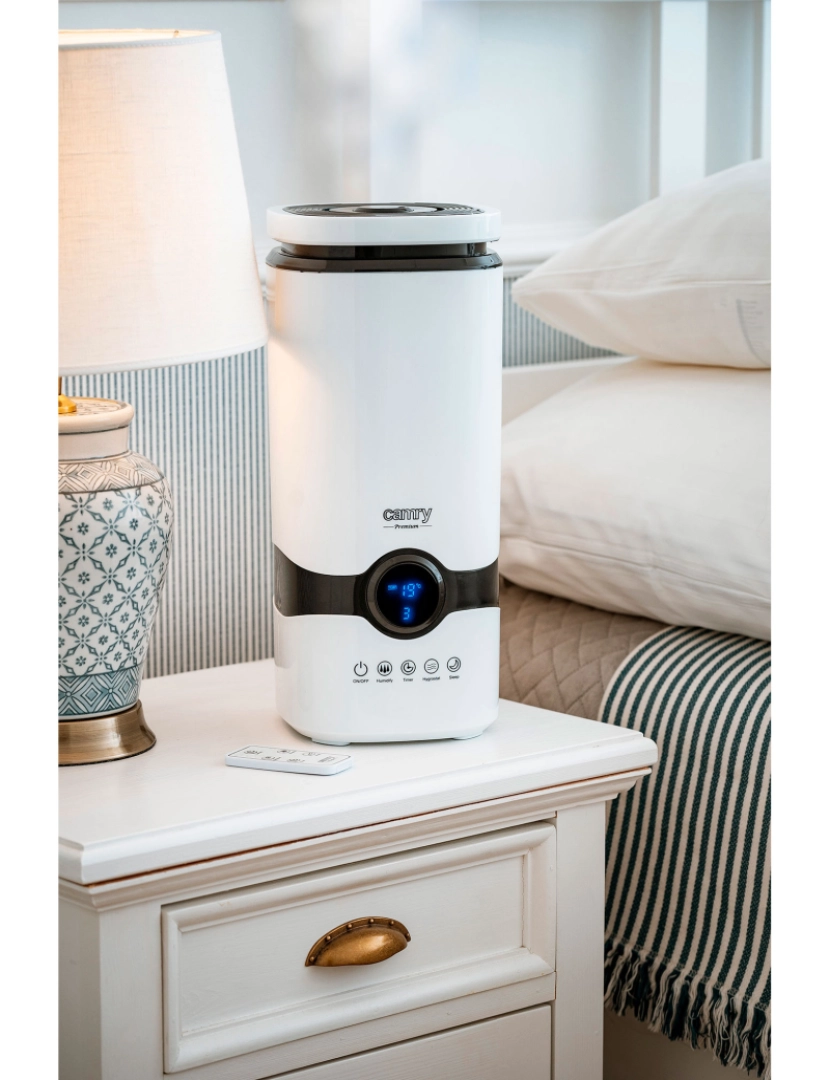 imagem de Humidificador Utra-sónico 4,2 L, Silencioso, Óleos Essenciais, 300 ml/hr Camry CR7964, Branco3