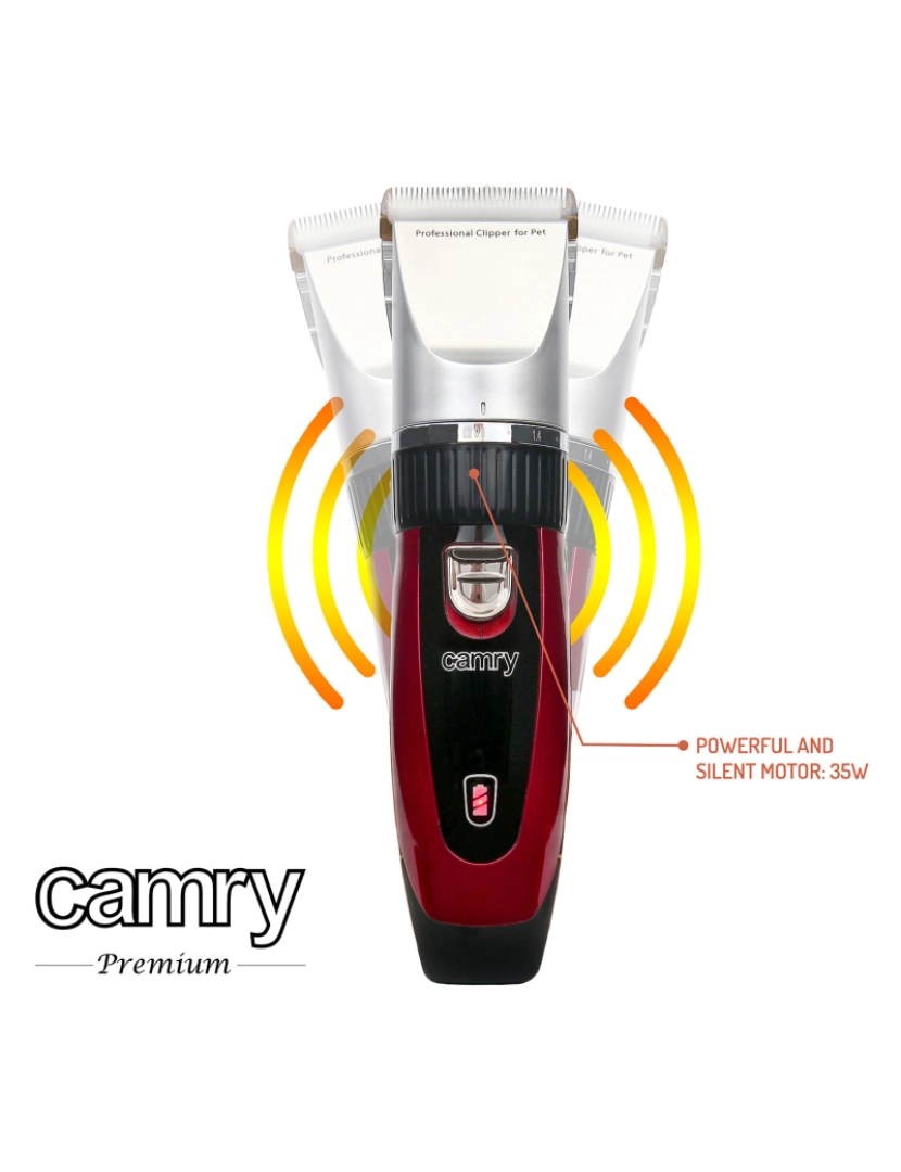 imagem de Máquina de Tosquiar  para animais de estimação, Cães, Gatos, Profissional, cabeça de titânio, lâminas de cerâmica Camry CR 2821, Vermelho2