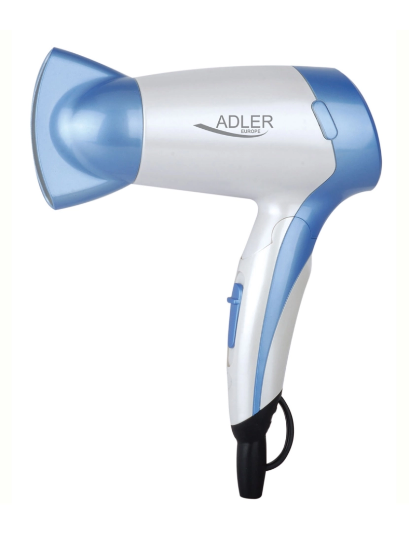 Adler - Secador de Cabelo para Viagem, Dobrável,Compacto, 2 Níveis de Potência, Bocal 360° Adler AD2222, Branco azul