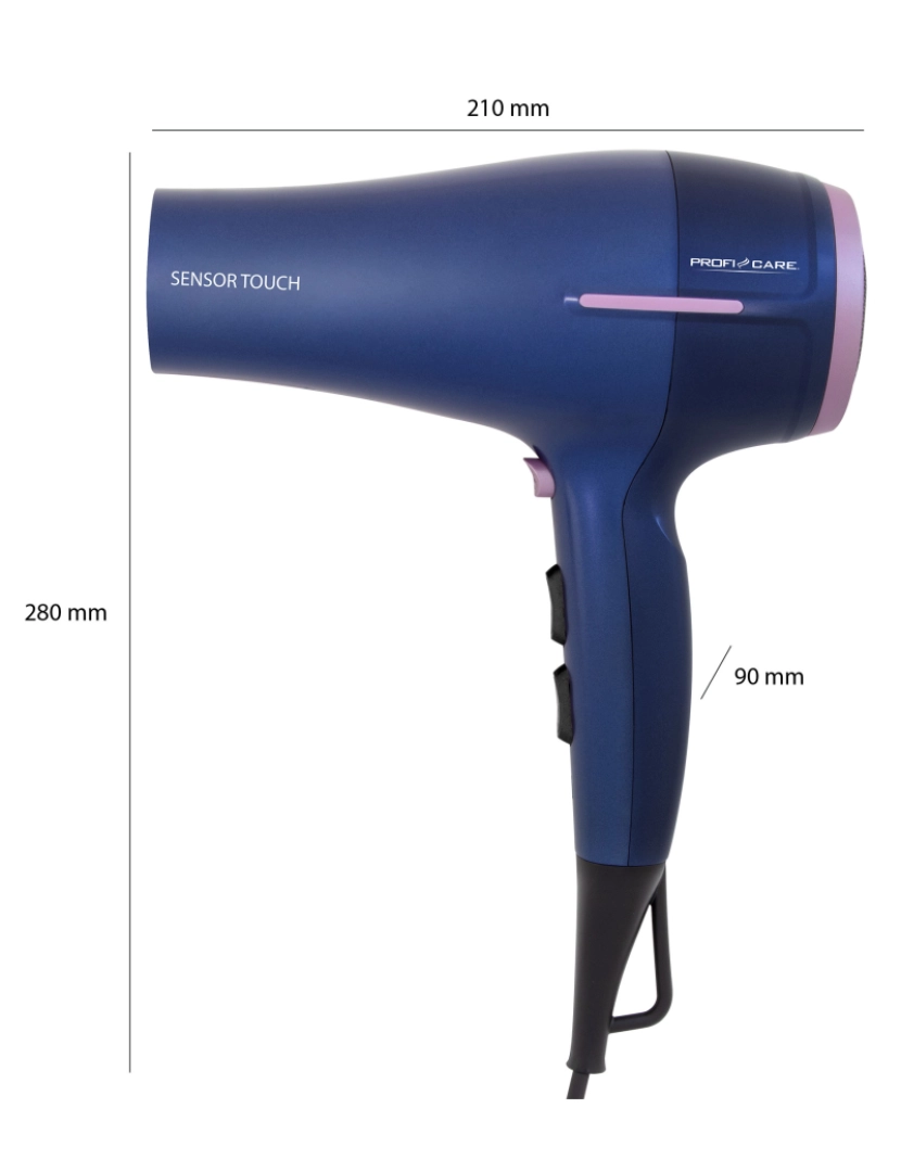 imagem de Secador de cabelo iónico profissional 3 níveis Temperatura 2 velocidades Proficare HTD 3030, Azul5