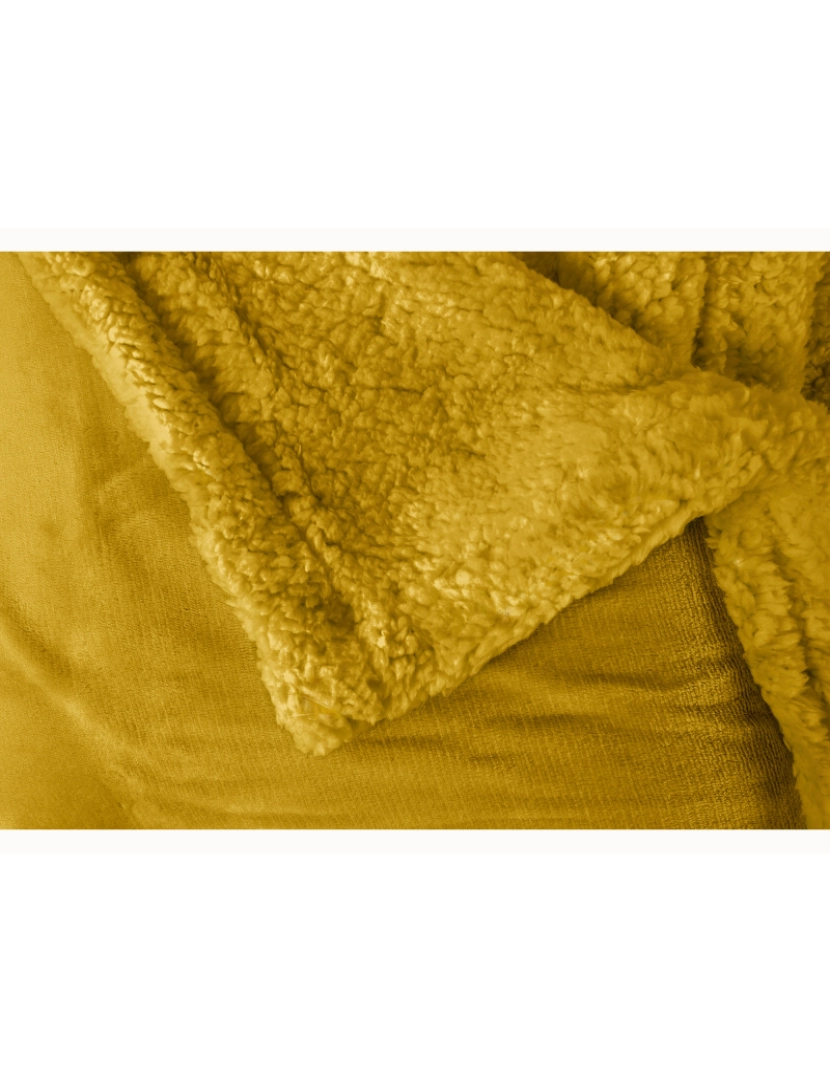 imagem de Manta de Sofa, Cobertor de Sedalina com Tela de Sherpa 130 x 160cm Quente, Grossa e Extra Macia Briebe -, Mostarda3