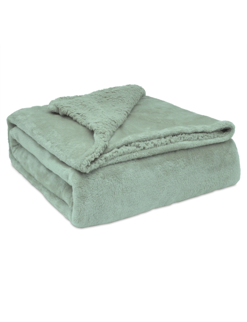 Briebe - Manta de Sofa, Cobertor de Sedalina com Tela de Sherpa 130 x 160cm Quente, Grossa e Extra Macia Briebe -, Verde Água