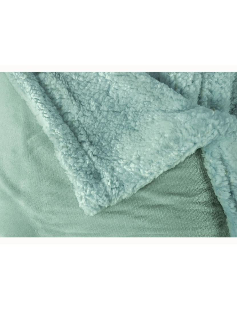 imagem de Manta de Sofa, Cobertor de Sedalina com Tela de Sherpa 130 x 160cm Quente, Grossa e Extra Macia Briebe -, Verde Água3