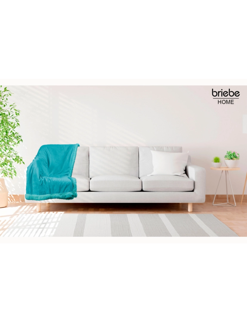 imagem de Manta de Sofa, Cobertor de Sedalina com Tela de Sherpa 130 x 160cm Quente, Grossa e Extra Macia Briebe -, Azul Petróleo2