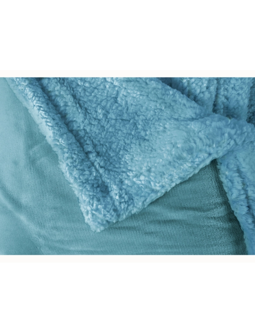 imagem de Manta de Sofa, Cobertor de Sedalina com Tela de Sherpa 130 x 160cm Quente, Grossa e Extra Macia Briebe -, Azul Petróleo3