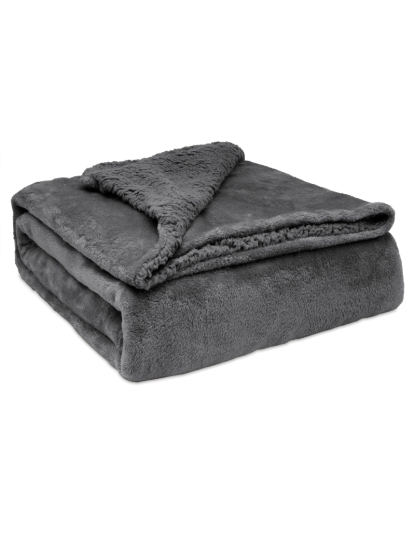 imagem de Manta de Sofa, Cobertor de Sedalina com Tela de Sherpa 130 x 160cm Quente, Grossa e Extra Macia Briebe -, Cinzento Escuro1