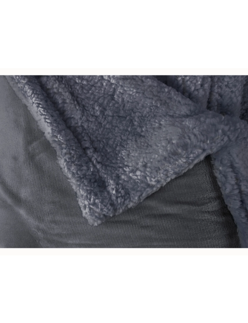 imagem de Manta de Sofa, Cobertor de Sedalina com Tela de Sherpa 130 x 160cm Quente, Grossa e Extra Macia Briebe -, Cinzento Escuro3