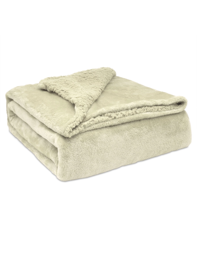 imagem de Manta de Sofa, Cobertor de Sedalina com Tela de Sherpa 130 x 160cm Quente, Grossa e Extra Macia Briebe -, Pérola1