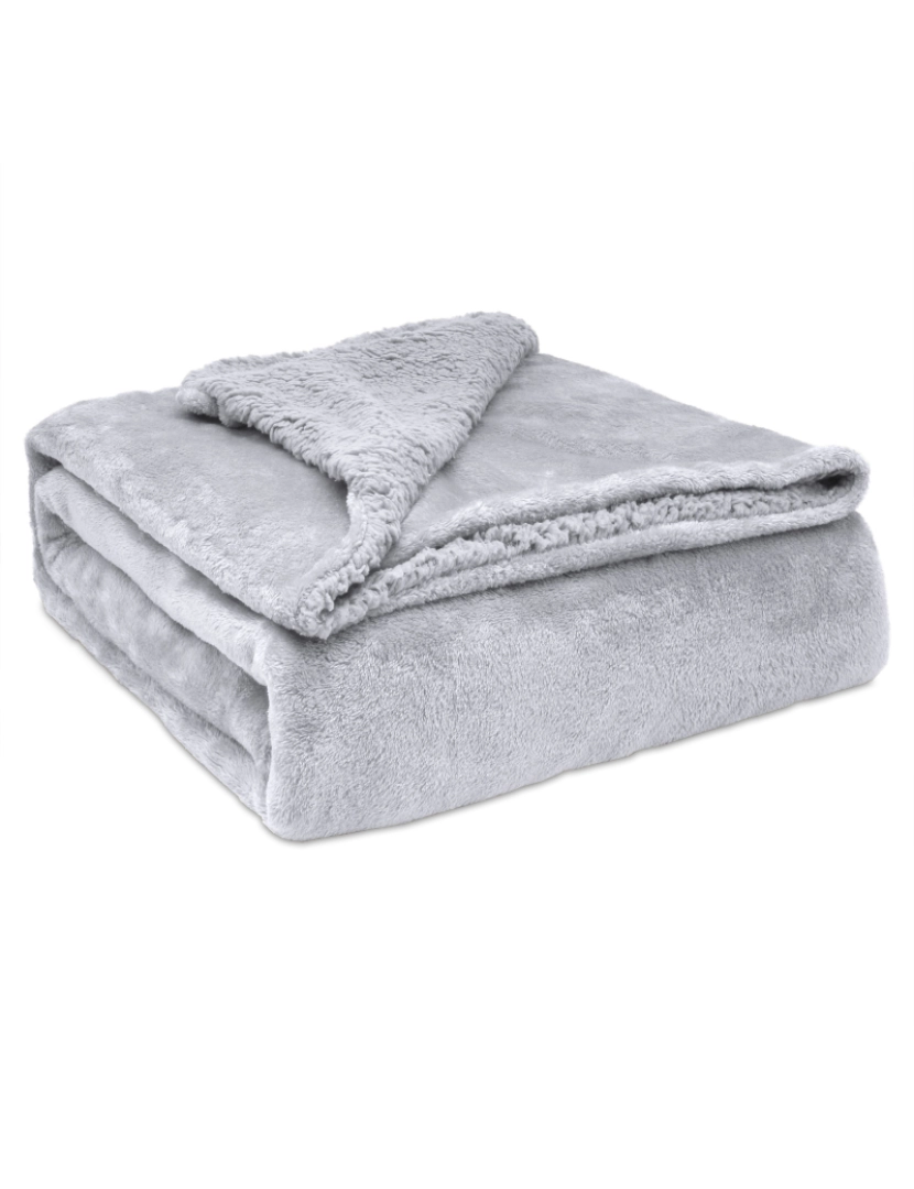 imagem de Manta de Sofa, Cobertor de Sedalina com Tela de Sherpa 180 x 240cm Quente, Grossa e Extra Macia Briebe -, Cinzento Claro1