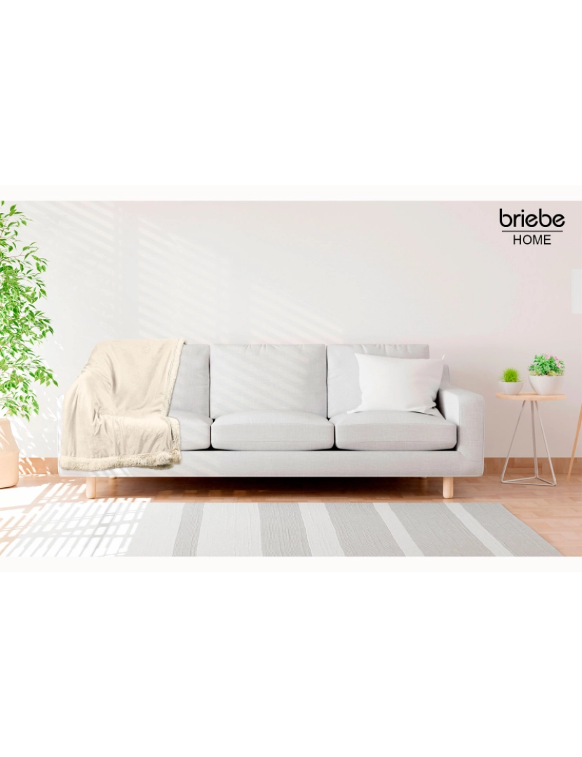 imagem de Manta de Sofa, Cobertor de Sedalina com Tela de Sherpa 180 x 240cm Quente, Grossa e Extra Macia Briebe -, Pérola2