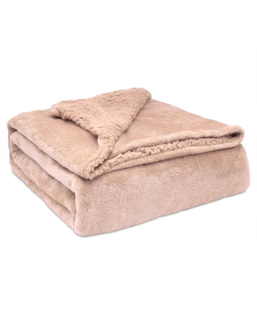 imagem de Manta de Sofa, Cobertor de Sedalina com Tela de Sherpa 220 x 240cm Quente, Grossa e Extra Macia Briebe -, Coral1