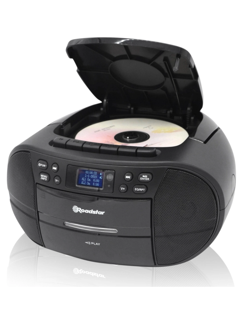 imagem de Rádio CD Player Portátil DAB/ DAB+/ FM, Leitor de CD-MP3, Cassete, USB, Controlo Remoto, AUX-IN Roadstar RCR-779D+/BK, Preto4