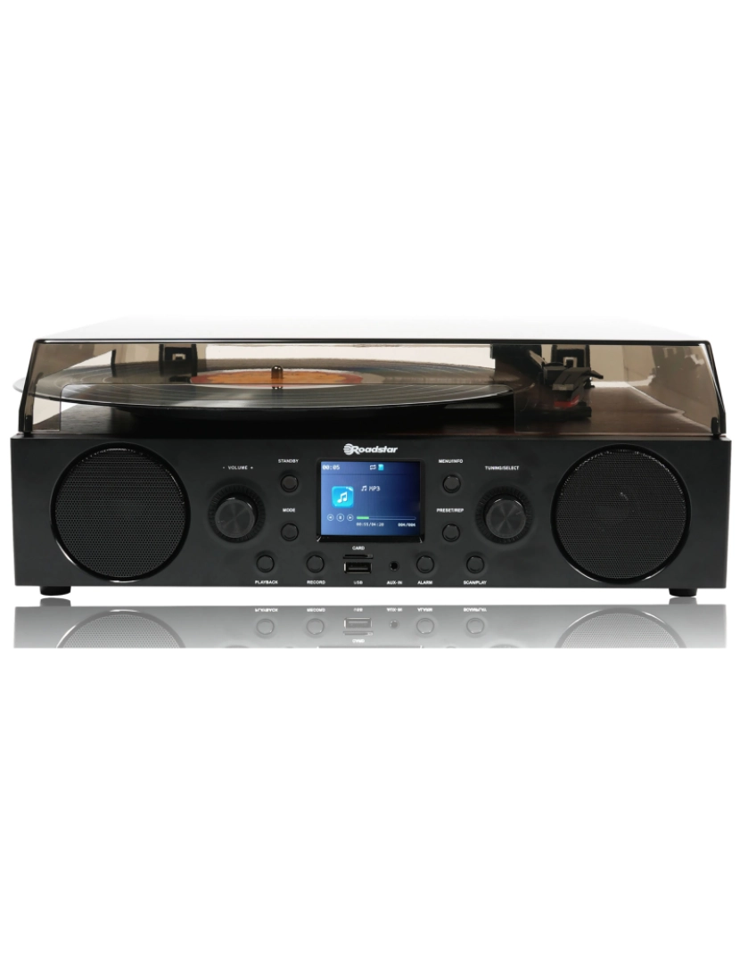 imagem de Sistema de música Hi Fi Gira-discos de Vinil Rádio FM /DAB+, Porta USB/SD Card, Bluetooth, Controlo Remoto Roadstar TTR-8850ED+BT, Madeira/ Preto6