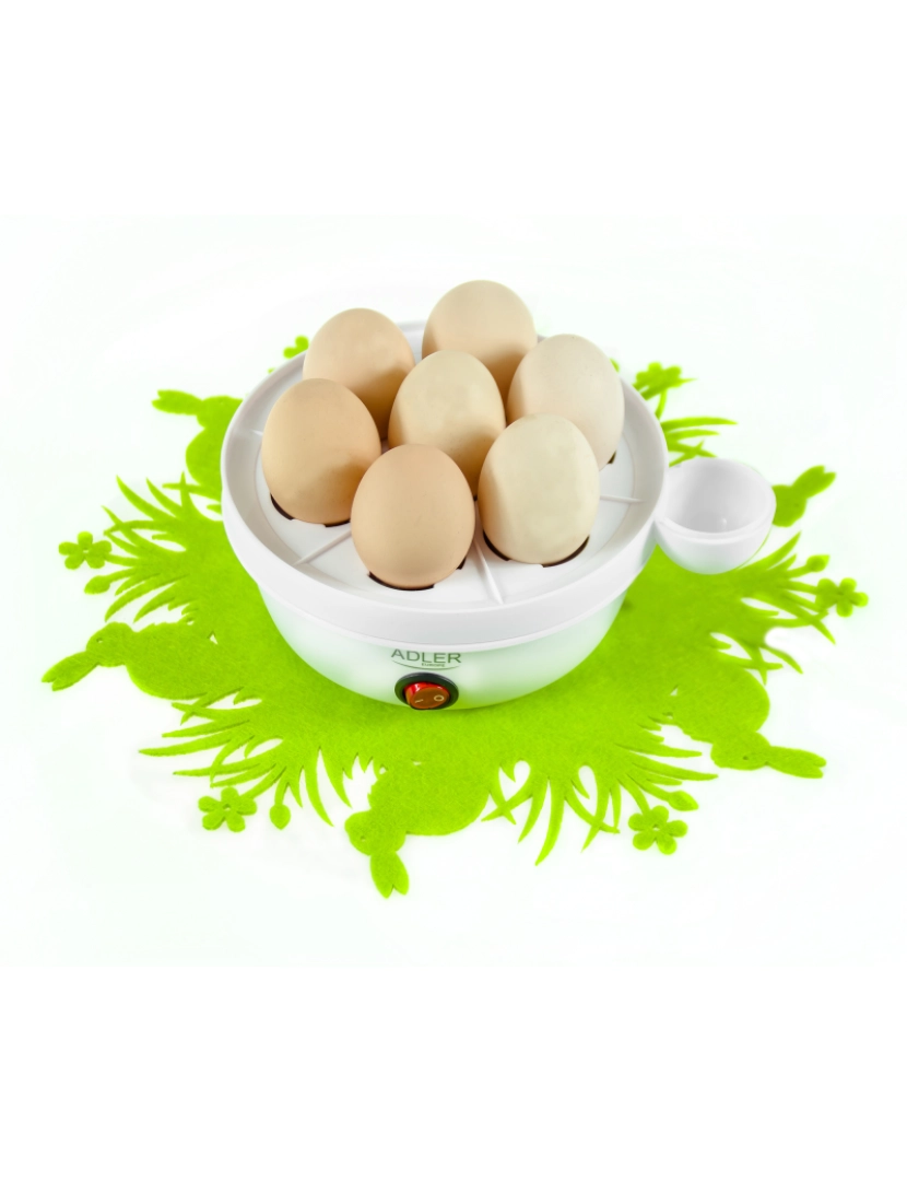 Adler - Cozedor eléctrico de ovos para 7 ovos, tampa transparente, tempo de cozedura ajustável Adler AD 4459, Branco