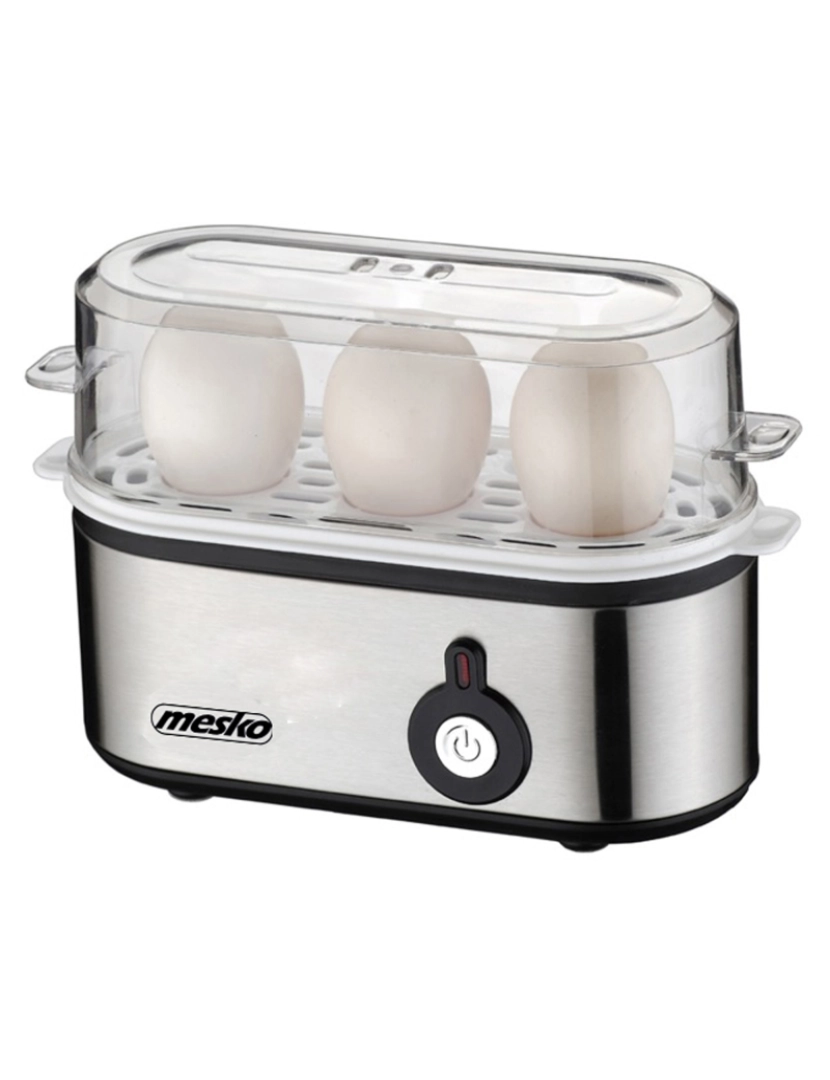 Mesko - Cozedor Eléctrico de Ovos 3 Ovos Cozidos em Aço Inoxidável. Ajuste de Cozinha Mesko MS 4485, Prata