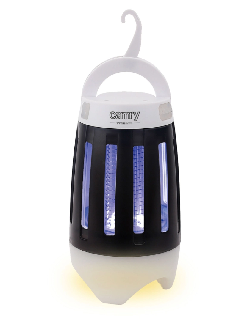 Camry - Lâmpada Mata Insectos e Lâmpada LED Exterior para Campismo 2 em 1, Recarregável, USB Camry CR 7935, Preto branco