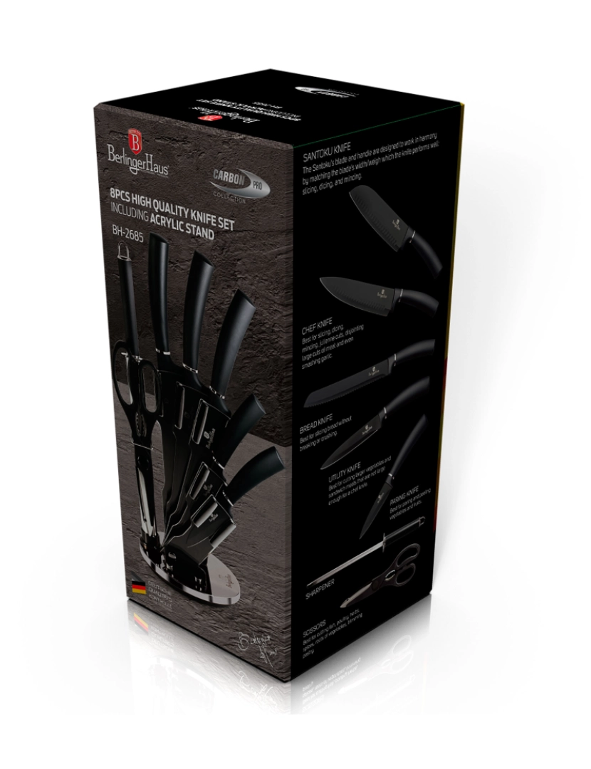 imagem de Conjunto de Facas de Cozinha Profissionais, Aço Inoxidável, 8 Pcs Faca de Cozinheiro Santoku Berlinger Haus Carbon Pro, Cinza5