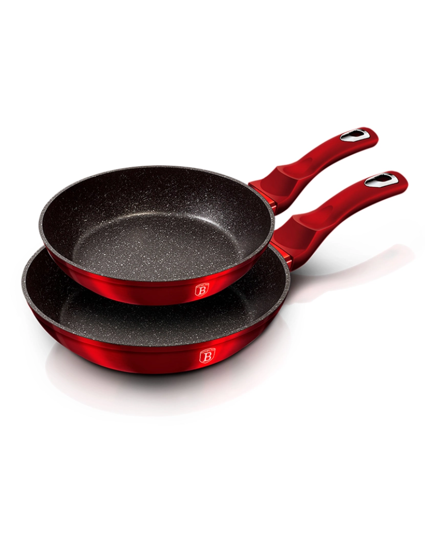 imagem de Conjunto de Frigideira 22 - 26cm Indução, Aluminium Non-stick Ecológica Mármore  PFOA Livre Berlinger Haus Burgundy, Vermelho7