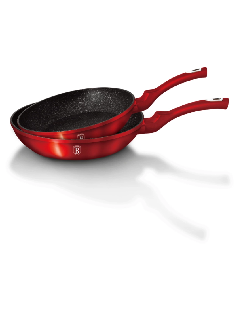 imagem de Conjunto de Frigideira 22 - 26cm Indução, Aluminium Non-stick Ecológica Mármore  PFOA Livre Berlinger Haus Burgundy, Vermelho8