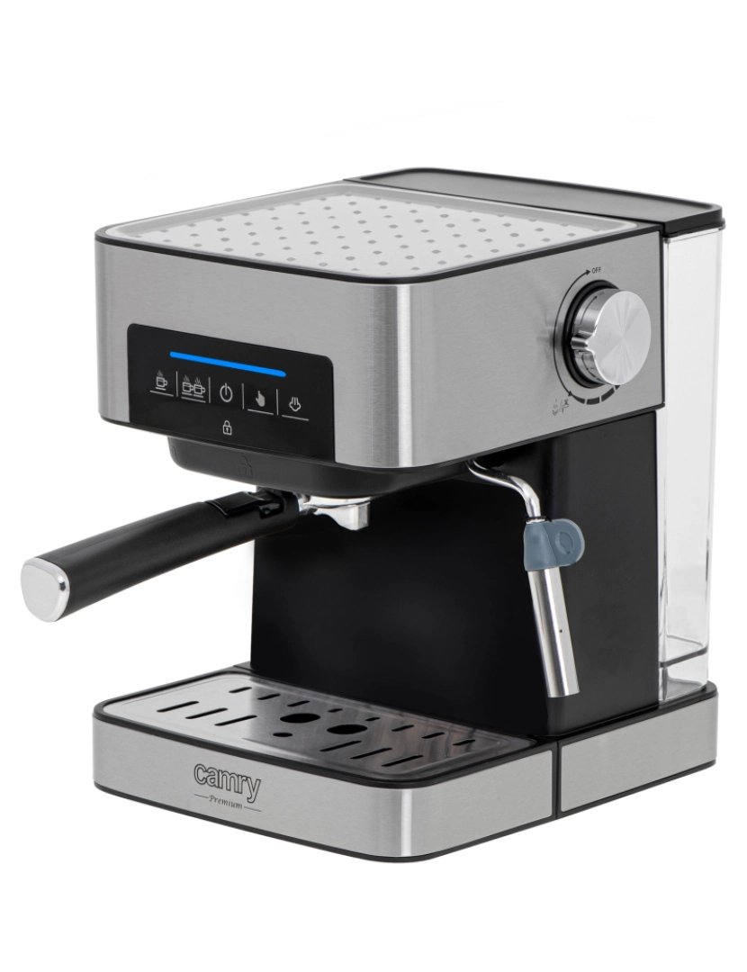 imagem de Máquina de Café Expresso Automática 15 Bars, Tanque de 1,6 L,Bocal para Leite Camry CR 4410 Prata1
