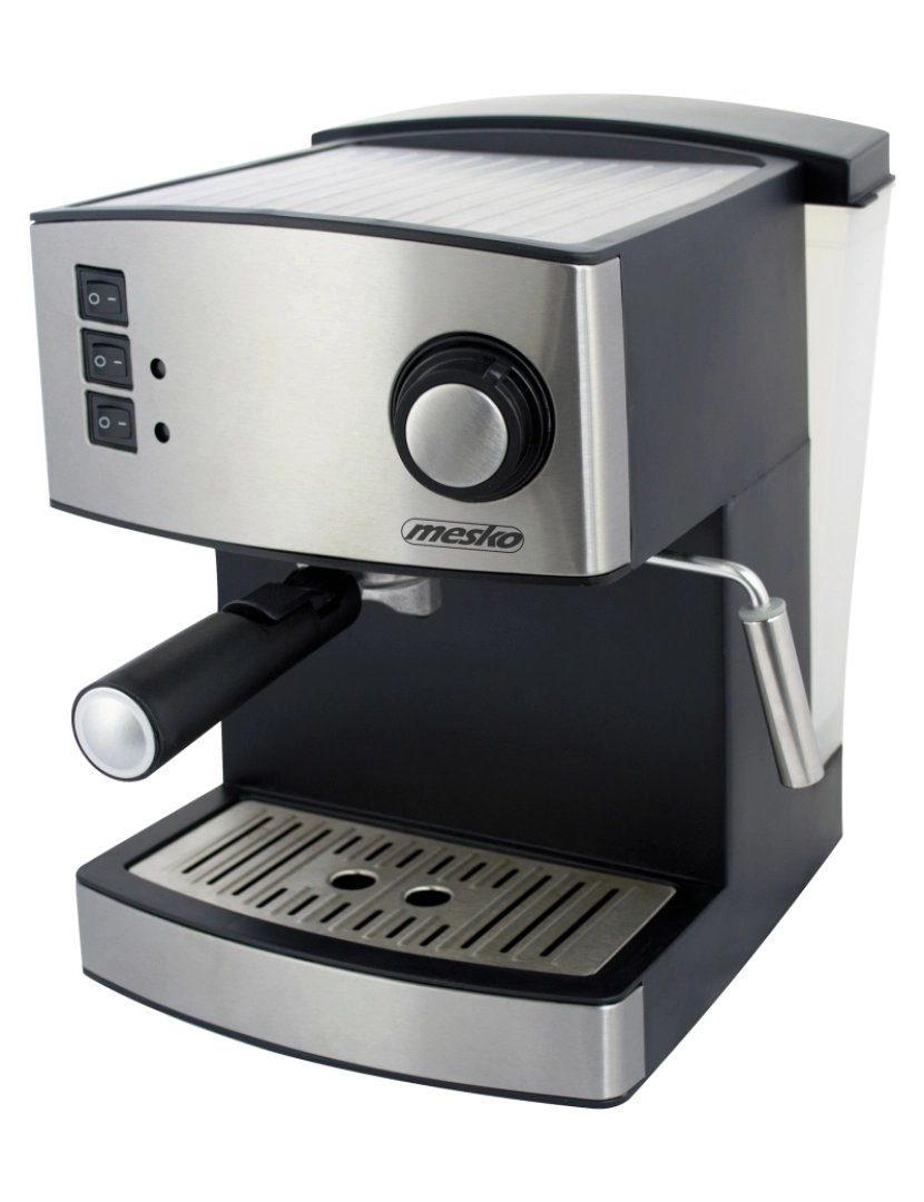 Mesko - Máquina de Café Expresso Manual 15 Bares, 1,6 L, Vaporizador para Espumar Leche Mesko MS 4403 Prata