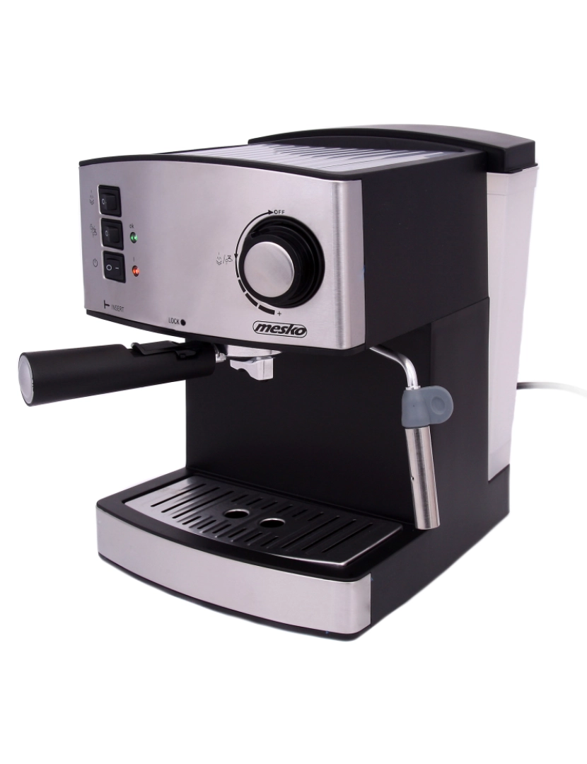imagem de Máquina de Café Expresso Manual 15 Bares, 1,6 L, Vaporizador para Espumar Leche Mesko MS 4403 Prata4