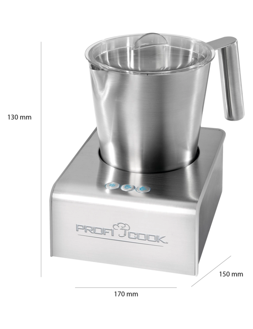 imagem de Batedor de leite elétrico 450ml, Função de Aquecimento, Revestimento em Inox. Proficook MS 1032 Prata7