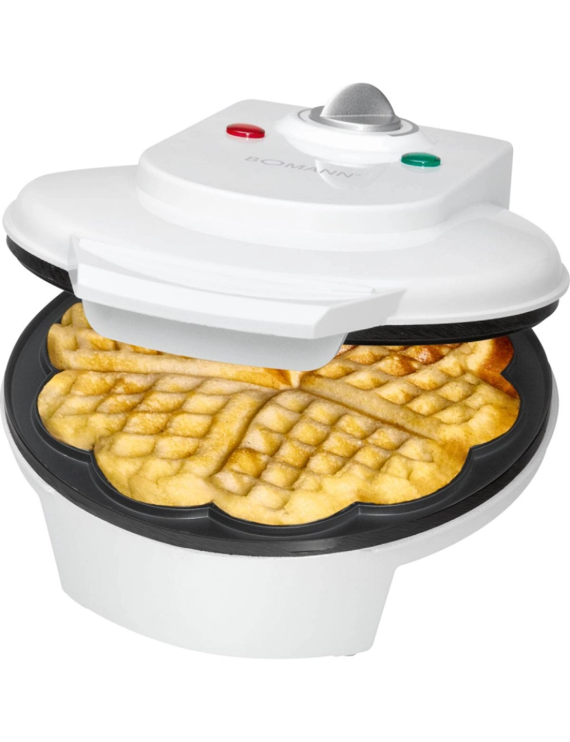 Bomann - Máquina de Waffles, 5 Waffles em Forma de Coração, Placas Anti-aderentes Bomann WA 5018 CB Branco