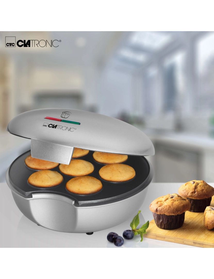 imagem de Máquina de Muffin, Para cozer até 7 cupcake, Placa Anti-aderente Clatronic MM 3496 Prata2