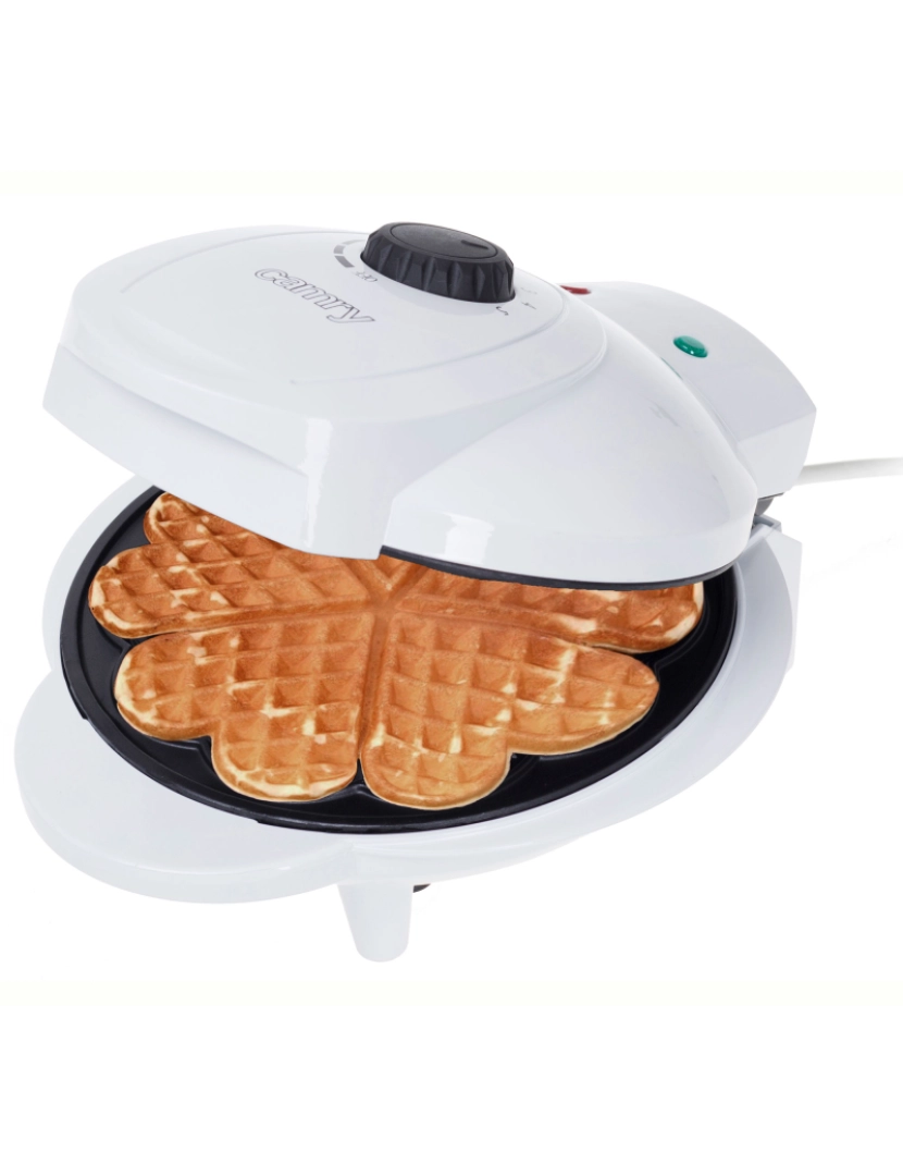 Camry - Máquina de Waffles, 5 Waffles em Forma de Coração, Placas Anti-aderentes, Termóstato Ajustável Camry CR 3022 Branco