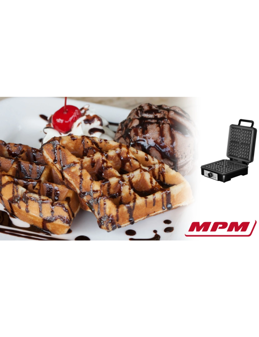 imagem de Máquina de Waffles Eléctrica 4 Waffles Belgas Grossos, Placas Antiaderente, Termóstato  Ajustável MPM MGO-36M Prata5