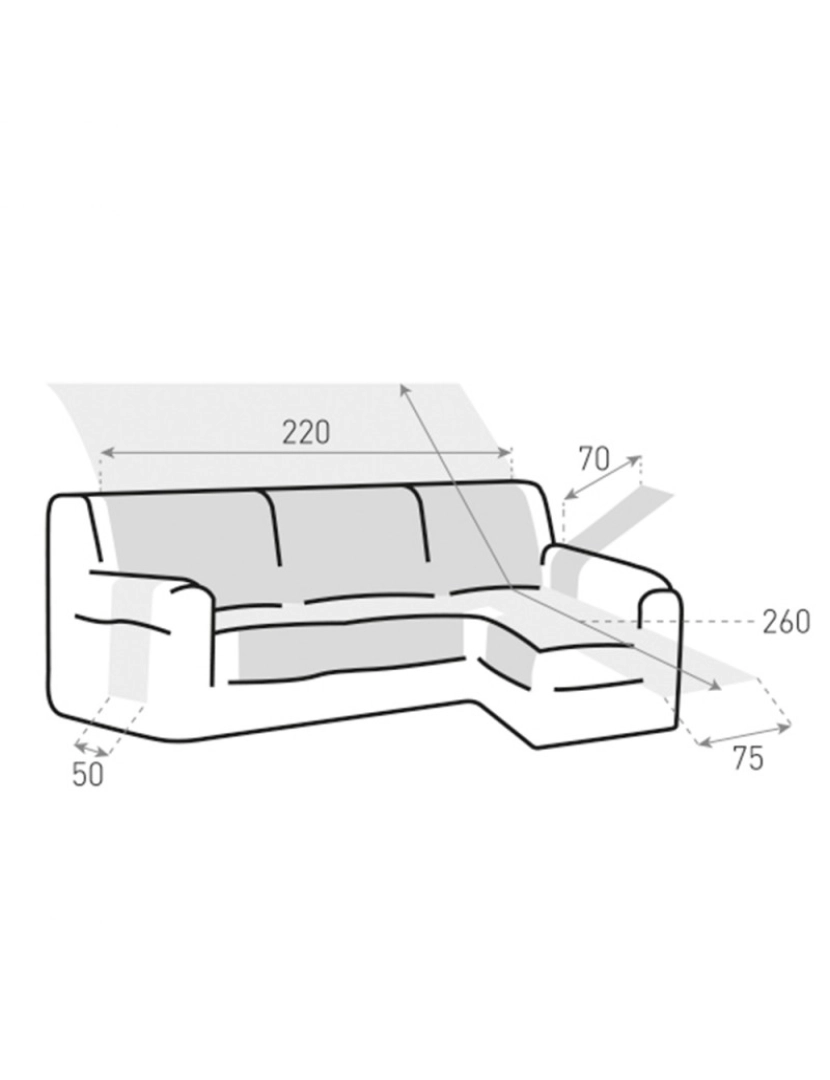 imagem de MAUI Capa para Sofá Chaise Longue Estofada Braço Direito 220cm, Bege. Capa de Sofá Chaise Longue Estofada3