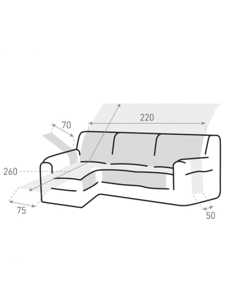 imagem de MAUI Capa de Sofá Chaise Longue Estofada Braço Esquerdo 220cm, Castanho. Capas de Sofá Chaise Longue Estofado3